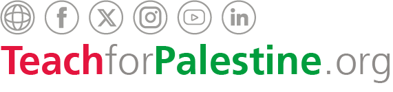 Teach for Palestine Logo with Social Icons